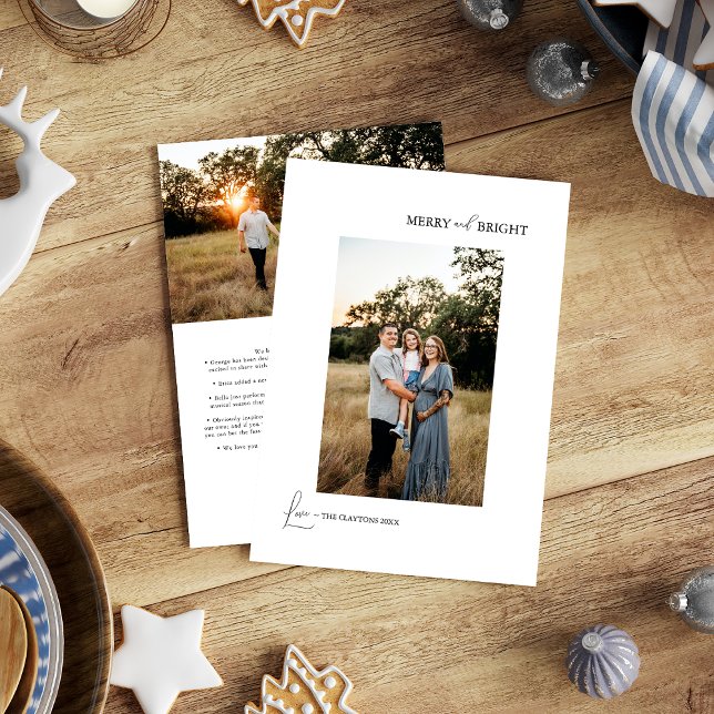 Cartes Pour Fêtes Annuelles Blanc simple moderne Joyeux et photo brillante (Créateur téléchargé)