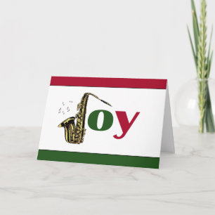 Cartes Pour Fêtes Annuelles Blanc vert rouge de joie de saxophone