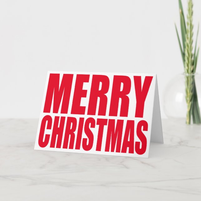 Cartes Pour Fêtes Annuelles Blancs et Red Big Block Joyeux Noël (Devant)