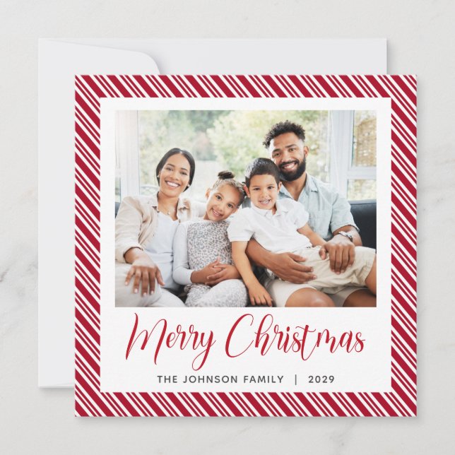 Cartes Pour Fêtes Annuelles Blancs rouges Joyeux Noël Photo (Devant)