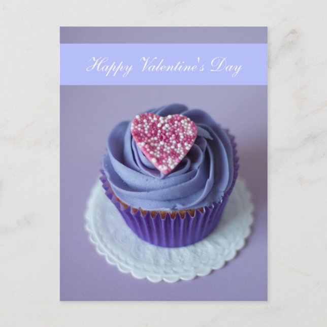 Cartes Pour Fêtes Annuelles Blank - Cupcake de coeur "Heureuse Sainte-Valentin (Devant)