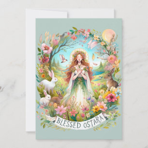 Cartes Pour Fêtes Annuelles Blessé Ostara Witchy Pagan Sage Flat Holiday Card