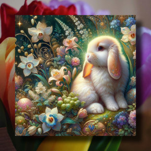 Cartes Pour Fêtes Annuelles Blessures de Pâques Lop Lapin Eared Columbine Fleu