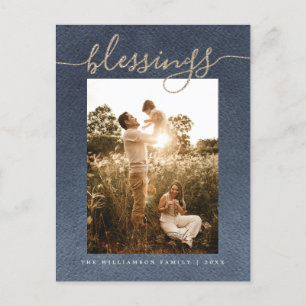 Cartes Pour Fêtes Annuelles Blessures en or rustique Noël bleu foncé