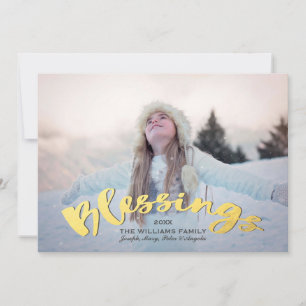 Cartes Pour Fêtes Annuelles Blessures Faux Gold Script Vacances Noël Photo