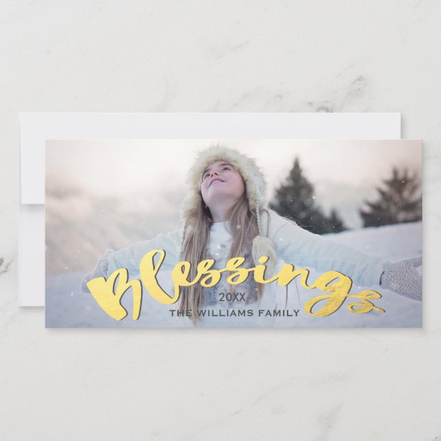 Cartes Pour Fêtes Annuelles Blessures Faux Gold Script Vacances Noël Photo (Devant)