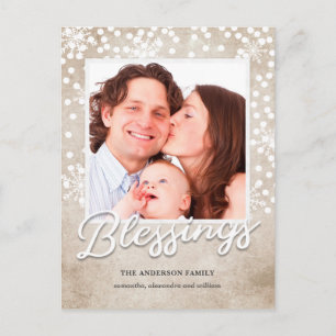 Cartes Pour Fêtes Annuelles Blessures simples de Bokeh Noël religieux