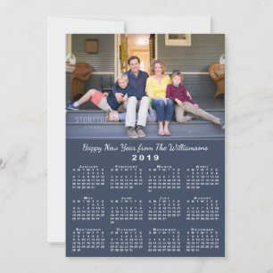 Cartes Pour Fêtes Annuelles Bleu 2019 Calendrier 2 Photos Personnalisées Bonne