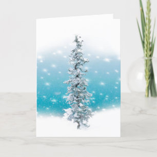 Cartes Pour Fêtes Annuelles bleu arctique gelé argenté brillant à feuillage pe