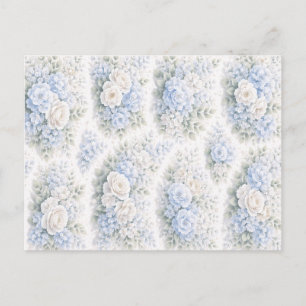 Cartes Pour Fêtes Annuelles Bleu Blanc Douce Aquarelle Florale Élégante Romant