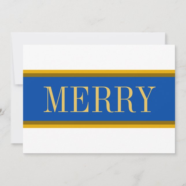 Cartes Pour Fêtes Annuelles Bleu Bleu Royal Bleu Joyeux rayures de Noël (Devant)