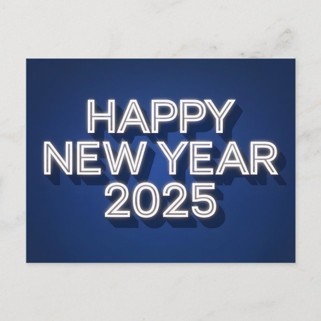 Cartes Pour Fêtes Annuelles Bleu Bonne Année 2025 (Devant)