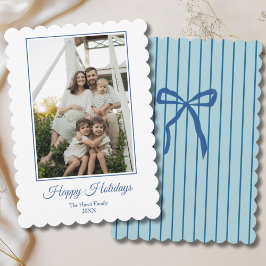 Cartes Pour Fêtes Annuelles Bleu Bow Joyeuses Vacances Preppy One Photo