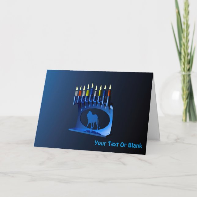 Cartes Pour Fêtes Annuelles Bleu brillant Chanukkah Menorah (Devant)