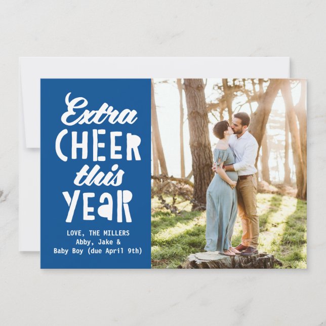 Cartes Pour Fêtes Annuelles Bleu Clair Extra Joie Cette Année Bébé (Devant)