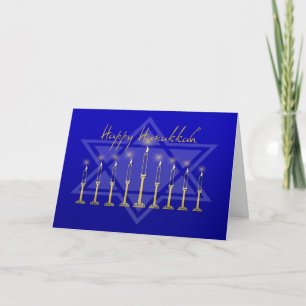Cartes Pour Fêtes Annuelles Bleu de Hanoukka Menorah
