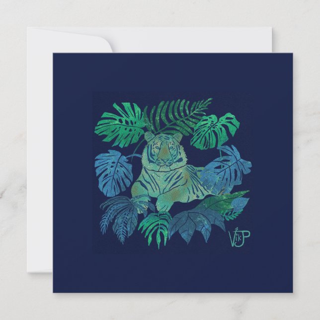 Cartes Pour Fêtes Annuelles Bleu de la jungle (Devant)