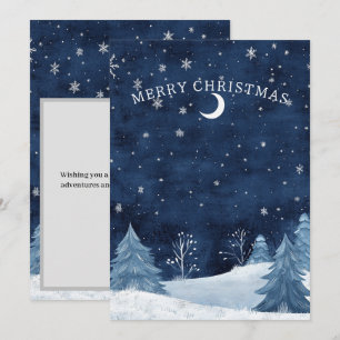 Cartes Pour Fêtes Annuelles Bleu de la Marine Personnalisé Hiver Minuit Noël