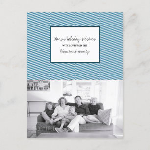 Cartes Pour Fêtes Annuelles Bleu Diagonal Festive Stripes Holiday Photo