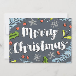 Cartes Pour Fêtes Annuelles Bleu Dusty Joyeux Boughs d'épinette de Noël