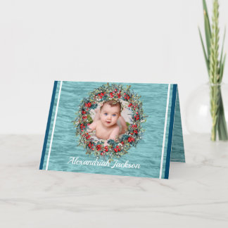 Cartes Pour Fêtes Annuelles Bleu et blanc Noël votre photo Eau nautique
