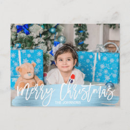 Cartes Pour Fêtes Annuelles Bleu Foil Noël Joyeux Fêtes Famille | PHOTO