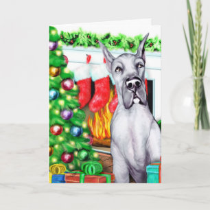 Cartes Pour Fêtes Annuelles Bleu Great Dane Stockings