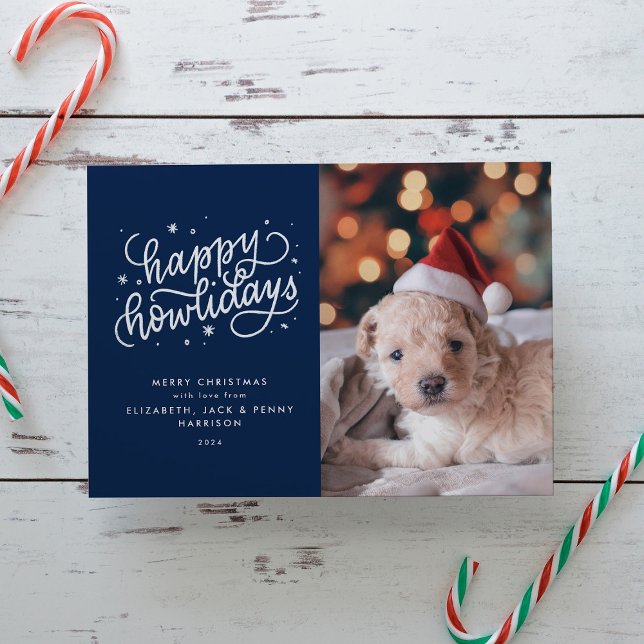 Cartes Pour Fêtes Annuelles Bleu Joyeux Howlidays Noël (Créateur téléchargé)