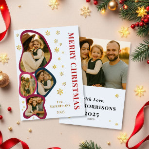Cartes Pour Fêtes Annuelles Bleu Joyeux Noël Photo moderne Cadre biologique mo