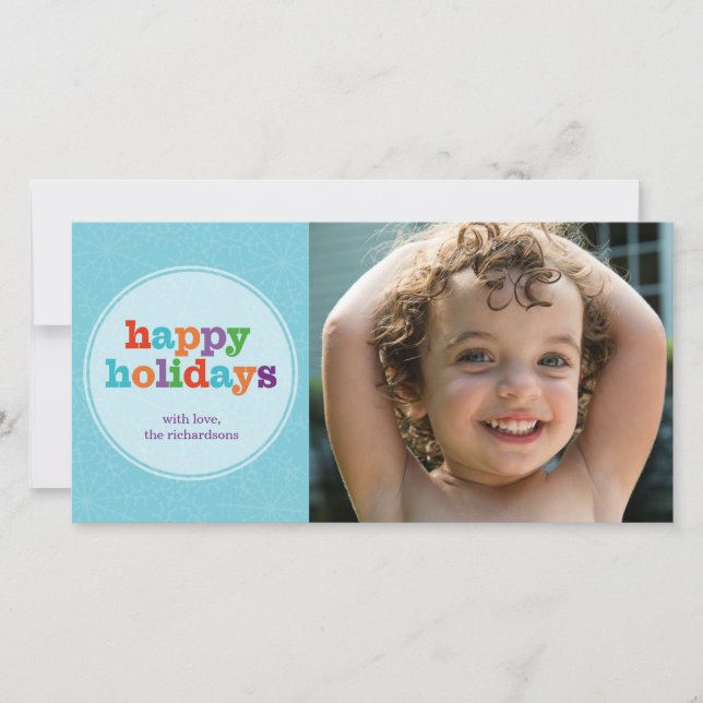 Cartes Pour Fêtes Annuelles Bleu Joyeux Vacances (Devant)