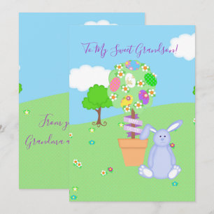 Cartes Pour Fêtes Annuelles Bleu lapin de Pâques Grandson