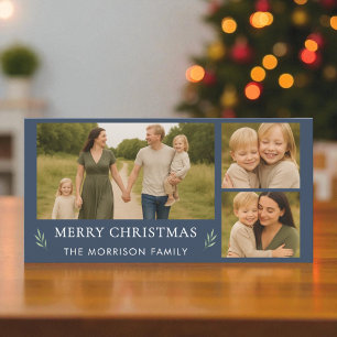 Cartes Pour Fêtes Annuelles Bleu Marine Joyeux Noël 3 Photo Botanique