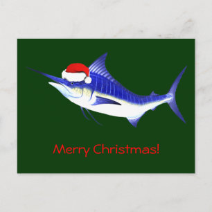 Cartes Pour Fêtes Annuelles Bleu Marlin Santa Claus