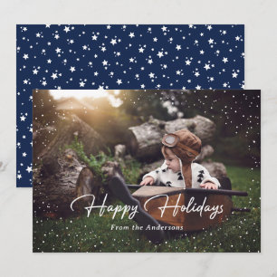 Cartes Pour Fêtes Annuelles Bleu mou Étoiles de neige Photo