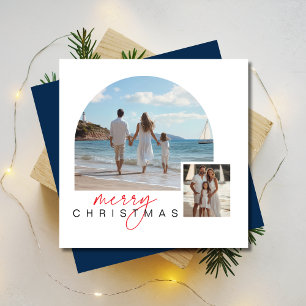 Cartes Pour Fêtes Annuelles Bleu Nautique Noël Maritime Famille Photo