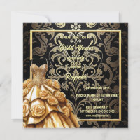 Bleu noir or damassé fleurs roses nuptiale