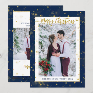 Cartes Pour Fêtes Annuelles Bleu or étincelle Joyeux Noël 2 Photo