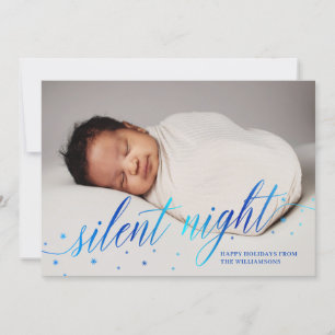 Cartes Pour Fêtes Annuelles Bleu Silent Night Joyeux Vacances Bébé Photo