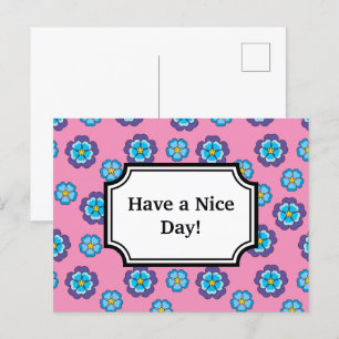 Cartes Pour Fêtes Annuelles Bleu Violet rose motif floral Personnaliser