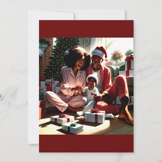 Cartes Pour Fêtes Annuelles Bliss du matin de Noël en famille (Devant)