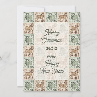 Cartes Pour Fêtes Annuelles Block Print Sheep Donkey Quilt - Christmas generic
