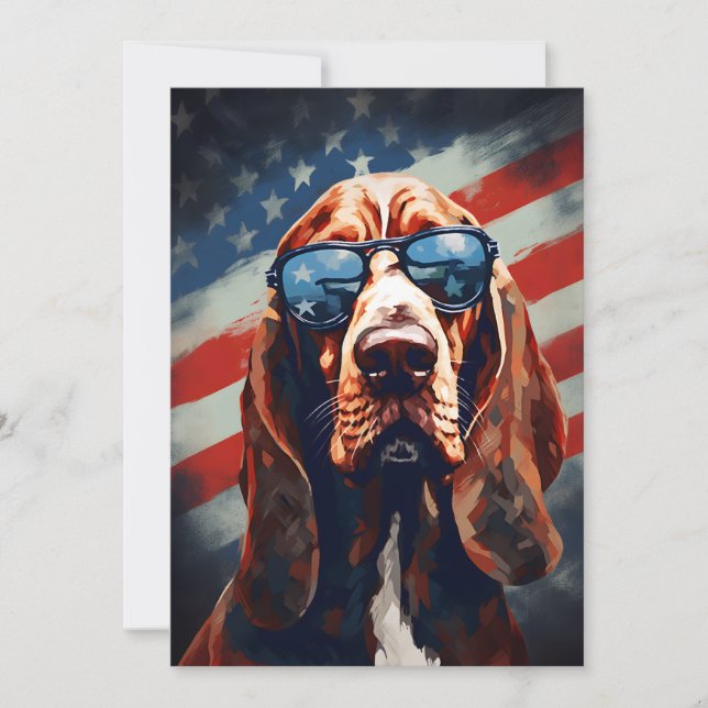 Cartes Pour Fêtes Annuelles Bloodhound 4 juillet fête de l'indépendance (Devant)
