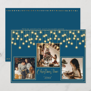 Cartes Pour Fêtes Annuelles Blue 3 Photos Noël