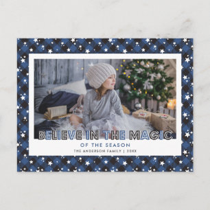 Cartes Pour Fêtes Annuelles Blue Buffalo Plaid Neige Stars Croire Photo
