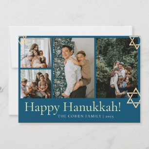 Cartes Pour Fêtes Annuelles Blue Calligraphy Happiest famille Hanoukka 4 photo