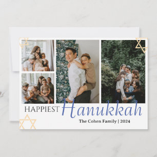 Cartes Pour Fêtes Annuelles Blue Calligraphy Happiest famille Hanoukka 4 photo