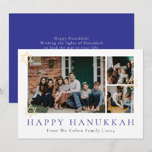 Cartes Pour Fêtes Annuelles Blue Calligraphy Happiest Hanoukka famille 3 photo
