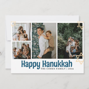 Cartes Pour Fêtes Annuelles Blue Calligraphy Happy Hanoukka famille 4 photo