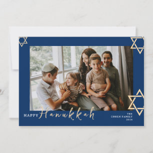 Cartes Pour Fêtes Annuelles Blue Calligraphy Happy Hanoukka famille une photo