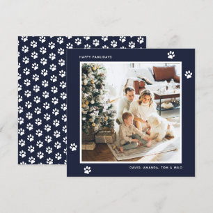 Cartes Pour Fêtes Annuelles Blue Chien Chat Propriétaire Paw Photo Happy Pawli